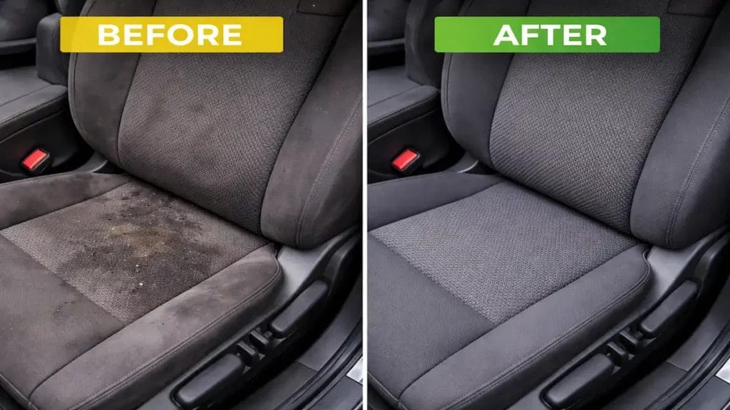 before and after car seat cleaning
